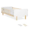 Produktbild: Kinderbett 90x200 mit Matratze Rausfallschutz Weiß Einzel Bett Holz Homestyle4u