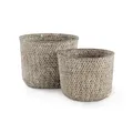 Produktbild: Mika BinsenFlechtkorb, rund, Beige gekalkt, 2er Set, Rush | Metal Framework, ...