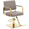 Produktbild: Friseurstuhl Fußstütze höhenverstellbar Barber-Stuhl 200 kg Otley Beige & Gold