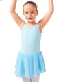 Produktbild: tanzmuster Ballettkleid Mädchen ärmellos - Bella - aus Baumwolle, angenähtes Röckchen aus Chiffon, hellblau 140/146