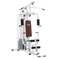 Produktbild: HOMCOM Kraftstation Fitnessstation Fitnessgerät Multifunktion Krafttraining Multistation Trainingsstation mit Latzug Butterflystange 45kg Gewichten Seil, Fitnessgeräte für Zuhause Weiß