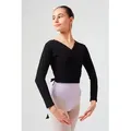 Produktbild: tanzmuster Sweatjacke Ballett Wickelacke Mandy aus weicher Baumwolle Ballettjacke für Mädchen schwarz 164/170