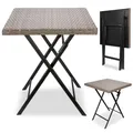 Produktbild: BRUBAKER Gartentisch Toskana - 58 x 58 cm Balkontisch wetterfest - Polyrattan Beistelltisch klappbar - Campingtisch eckig - Klapptisch für Balkon