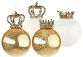 Produktbild: BRUBAKER Weihnachtsbaumkugel Weihnachtskugel Set - King und Queen - 2 Premium Baumkugeln aus Glas (4 St), Gold und Glitzer mit Kronen - Christbaumschmuck König/Königin