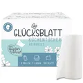 Produktbild: Glücksblatt Küchentücher, 9 Rollen á 100 Blatt, 3-lagige Küchenrollen Großpackung, plastikfrei, nachhaltig, Haushaltsrollen, Allzwecktücher, Papiertücher, Papierhandtücher, Küchenpapier