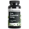 Produktbild: natural elements Zink 25mg – 365 Tabletten – gut verträgliches Zinkbisglycinat (Zink-Chelat)