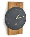 Produktbild: Natuhr Funkwanduhr Natuhr Wanduhr - Steineiche - Holz Eiche Schiefer Stein geräuscharm (geräuscharmes Quarz-Uhwerk oder ganggenaues Funkuhrwerk)