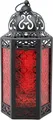 Produktbild: Vela Laterns marokkanische Lampen-Laterne rotes Glas Kerzenhalter (L: 17,8cm)