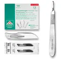Produktbild: May Cuttermesser Set 100 Stück Skalpellklingen Figur 10 aus Karbonstahl