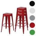Produktbild: 4er-Set Barhocker HWC-A73, Barstuhl Tresenhocker, Metall Industriedesign stapelbar ~ rot