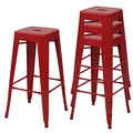 Produktbild: Mendler 4er-Set Barhocker HWC-A73 Metall stapelbar - rot