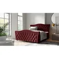 Produktbild: Boxspringbett Schlafzimmerbett TURHAN 140x200cm Stoff Elisa Velvet Bordeauxrot - Rot