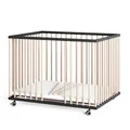 Produktbild: Sämann Laufstall Baby mit Matratze Cloud Air und Schlupfsprossen | TÜV geprüft | stufenlos höhenverstellbar | Laufgitter Premium | Babybett aus Holz | Krabbelgitter (schwarz/natur, 75x100 cm)