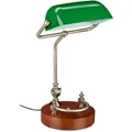 Produktbild: Relaxdays Bankerlampe, Mehrfarbig, Glas, Metall, Holz, 26x42x25 cm, Lampen & Leuchten, Innenbeleuchtung, Tischlampen, Tischlampen