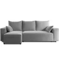 Produktbild: 4ALL HOME Ecksofa mit Schlaffunktion Tobi 246x145 cm - Couch - Sofa mit Bettkasten - Eckcouch - L-Form - Schlaffsofa - Schlafsofa mit Bettkasten - Universal (Velo 633 Hellgrau)