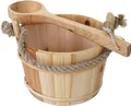 Produktbild: Saunakübel mit Einsatz HWC-B26, Saunazubehör Saunaeimer Saunakelle Aufguss, Kiefernholz 3,5 L hell-braun