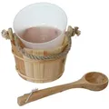 Produktbild: Mendler Saunakübel mit Einsatz HWC-B26, Saunazubehör Saunaeimer Saunakelle Aufguss, Kiefernholz 3,5 L ~ hell-braun