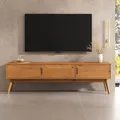 Produktbild: IDIMEX Tivoli Lowboard aus Massivholz, 180 cm Eiche Finish - TV Lowboard mit großem Stauraum, Wohnzimmermöbel, Wohnzimmer Sideboard, TV Schrank, skandinavisches Design