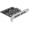 Produktbild: Delock PCI Express x1 Karte zu 4 x extern USB Typ-A Buchse SuperSpeed USB (USB 3.2 Gen 1) (90509)