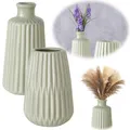 Produktbild: Design Nordic Blumen-Vase Oslo 2´er Set Creme Matt Keramik Tischvase Pampasgras