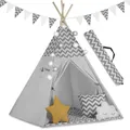 Produktbild: Tipi Zelt Spielzelt Baumwolle Kinderzelt mit Kissen Matte Lichterkette Nukido