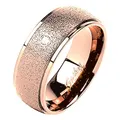 Produktbild: Mianova Band Ring Edelstahl mit Glitzer Kristall Ehering Herrenring Damenring Damen Herren Trauring Größe 62 (19.7) Rosegold Breit 6mm