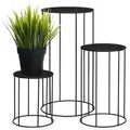 Produktbild: Metall Blumenhocker 3er Set rund schwarz - 39, 29 und 19 cm - Industrial Design Pflanzenständer aus Eisen