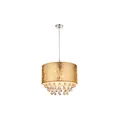 Produktbild: Globo Hängeleuchte, Kristalle, Textilschirm, gold, H 140 cm, AMY