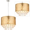 Produktbild: GLOBO Kristall Hänge Leuchte Textil Pendel Schlaf Zimmer Beleuchtung Decken Lampe gold 15187H3