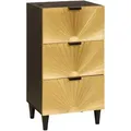 Produktbild: vidaXL Sideboard Schwarz und Gold 40 x 33 x 75 cm massives Mangoholz