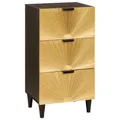 Produktbild: Sideboard Schwarz und Gold 40 x 33 x 75 cm massives Mangoholz Sideboard Aufbewah