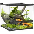 Produktbild: PawHut Terrarium für Reptilien Glasterrarium 24L Reptil Fütterungsbox mit Frontbelüftung, ausbruchsicherer Drehverschluss für Amphibien Spinne Schwarz 30 x 30 x 30 cm