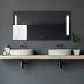 Produktbild: Talos Star Badspiegel mit Beleuchtung 120x60 cm – LED Badezimmerspiegel – Wandspiegel mit LED Lichtausschnitt – Spiegel mit Lichtfarbe neutralweiß – Lichtspiegel mit Aluminiumrahmen und Kippschalter