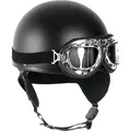 Produktbild: Mil-Tec Schutzhelm Retro Helm Halbschale mit Brille schwarz 57-58 (M)