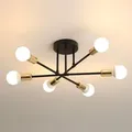 Produktbild: Goeco - Sputnik Kronleuchter Modern 6 Flammig Pendelleuchte E27 Lampenfassung, geeignet für Wohnzimmer, Esszimmer, Arbeitszimmer, Bar und