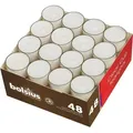 Produktbild: Bolsius Teelichte im Clear-Cup 8h palmölfrei, weiß (48er Pack) - Weiß