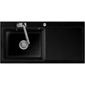 Produktbild: Flächenbündige Spüle MERA 100 SL F Nigra Becken links mit Excenterbedienung