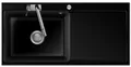 Produktbild: Flächenbündige Spüle MERA 100 SL F Nigra Becken links mit Excenterbedienung