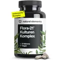 Produktbild: natural elements Flora 21® Kulturen Komplex – 21 Bakterienstämme + Bio Inulin – 180 magensaftresistente Kapseln – Laborgeprüft, vegan, hochdosiert und in Deutschland produziert