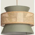 Produktbild: Pendelleuchte aus Rattan und Stoff Chulu Khakigrün