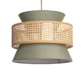 Produktbild: LEDKIA LIGHTING - Pendelleuchte Chulu aus Rattan und Stoff | IP20 Schutz | E27 Fassung bis 40W | Für Wohnzimmer, Esszimmer, Schlafzimmer | 1750xØ400 mm, Khakigrün, Rattan, Stoff
