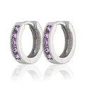 Produktbild: NKlaus Paar 12mm 925 Sterling Silber Klappcreolen Zirkon amethyst Ohrringe rhodiniert 2129