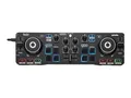 Produktbild: Hercules DJControl Starlight – Ultrakompakter 2-Deck USB-DJ-Controller mit Serato DJ Lite – Integrierte Soundkarte, 8 Performance-Pads & RGB-Beleuchtung – Für PC & Mac