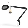 Produktbild: Lumeno 8615SW Lupenleuchte Arbeitsplatzlampe mit großer ovalen Linse 110x150 mm, 60 LEDs in 2 Stufen dimmbar, perfekt als Lesehilfe, für die Kosmetik, zum Löten, 5 Dioptrien schwarz