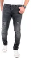 Produktbild: Reslad Jeans Herren Destroyed Look Slim Fit Denim Strech Jeans-Hose RS-2062 Schwarz W34 / L34