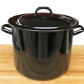 Produktbild: Riess Emaille Topf schwarz hoch 24 cm 8 l Riesen Zwerge Kochtopf mit Deckel