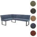 Produktbild: Eckbank HWC-O82, Esszimmerbank Bank, (310g/m2) Chenille Stoff/Textil Metall 159x210cm ~ blau