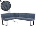 Produktbild: Mendler Eckbank HWC-O82, Chenille Metall, 159x210cm - blau | Esszimmerbank, Bank, Stoff/Textil (310g/m²)