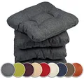 Produktbild: sunnypillow 4er Set Stuhlkissen 40x40 cm Bequeme 8cm Polsterauflage Auflage für Stühle/Bänke in Haus und Garten Sitzkissen Sitzauflage Gartenkissen viele Farben zur Auswahl Anthrazit