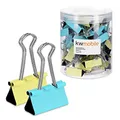 Produktbild: kwmobile 50x Foldback Klammern Set - 50x 32mm - Vielzweckklammer Büro Dokumenten Clips - Metall Maul Klammer Klemmen in Gelb Mintgrün